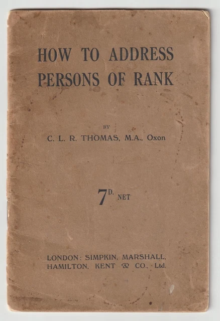 &HOW TO ADDRESS Persons of Rank