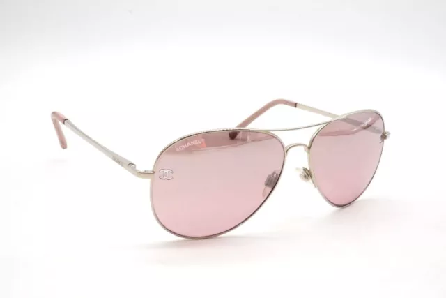 CHANEL Gafas de Sol Gafas Lágrima Coco Mark Montura Metálica Rosa Plata 8014k