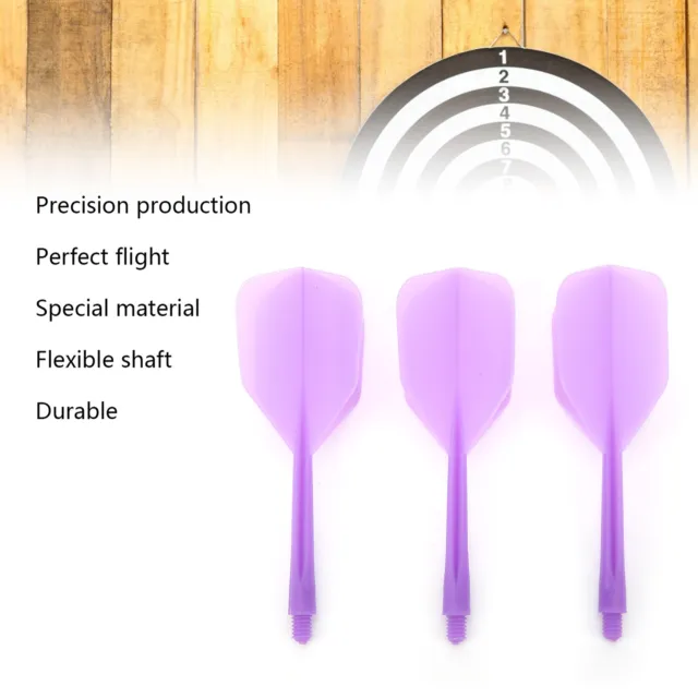 (purple) 3 Pcs Integrated Dart Shaft And Flights 80mm Transparent Standard