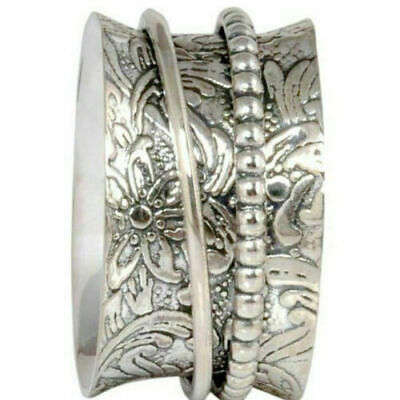 Flower Spinner Ring 925 Sterling Silver Ring Hammered Ring All Size EC-585