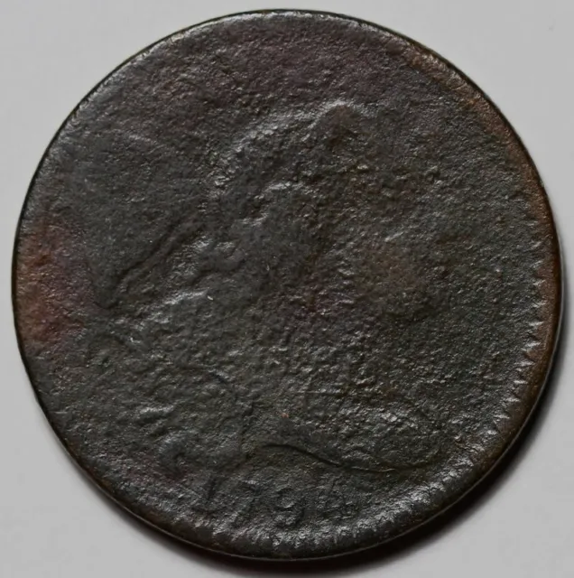 1794 Liberty Cap Large Cent - Date Tooled? - US 1c Copper Penny Coin - L43