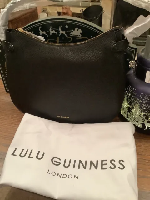 Black Lulu Guinness Black Medium Leather Seymour Shoulder Bag BNWT