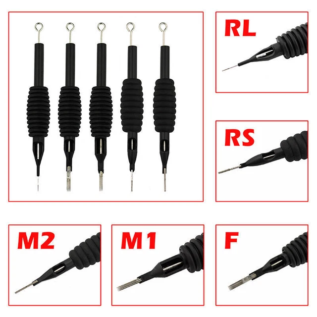 30 PIEZAS/Lote de puntas de boquilla de aguja de tatuaje desechables RL/ RS/ F/ M1/M2 estéril