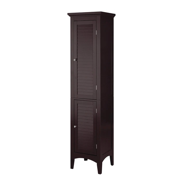 Glancy Wooden Tall Tower Cabinet with Storage with 5 Tier Shelves, Dark Brown