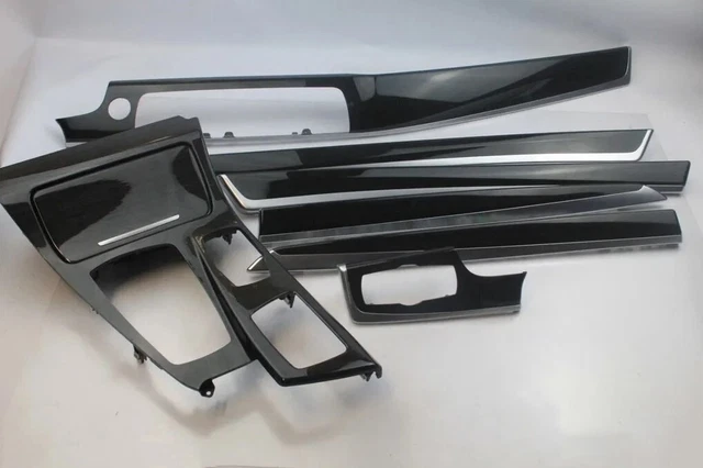 BMW F10 F11 5 Series Black Wood Interior Trim Set Panel Moldings Kit LHD 7629420