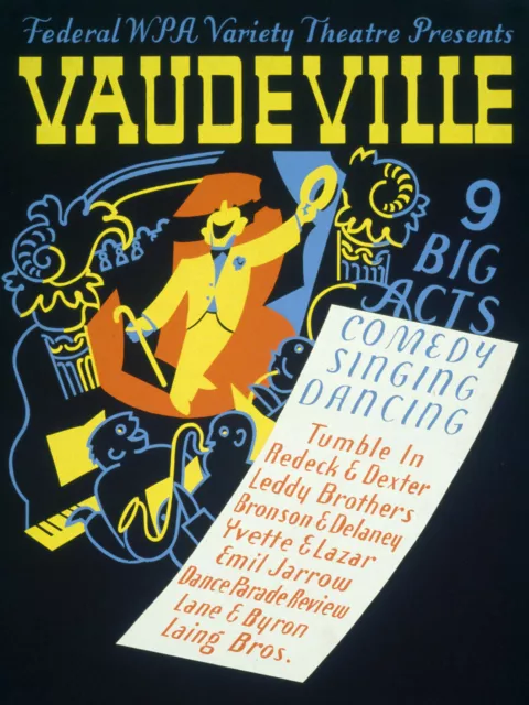 Federal WPA  variety Theater Decor Poster. Graphic Art. Interior Design. 2114