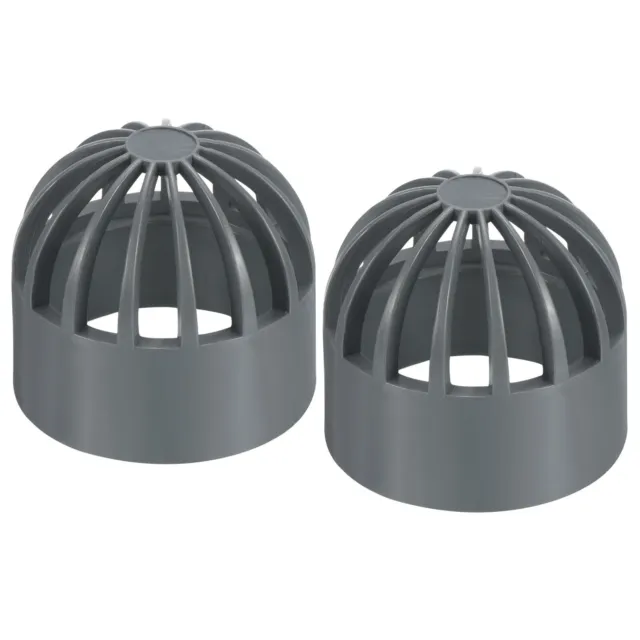 2Pcs 1-1/4" Atrium Grate Cover Round Outdoor UPVC Sewer Drain Pipe Fitting Gray