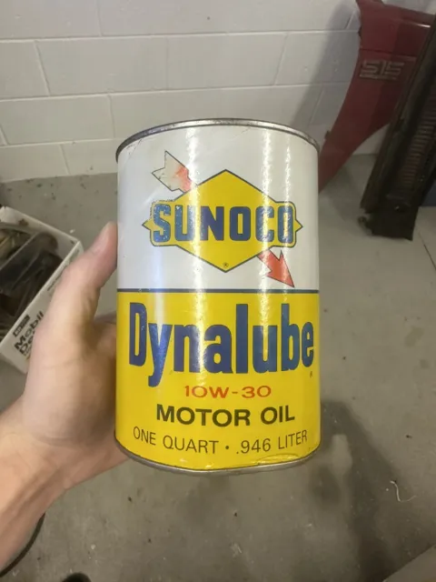 Vintage Sunoco Dyna Lube Motor Oil Quart Can New 10W 30 Full