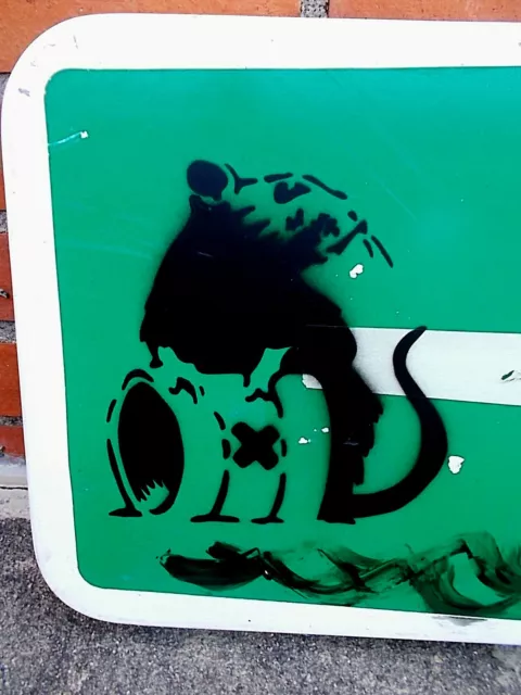 Banksy ( d' Après ) " Toxic Rat "  Panneau Routier Peint , Graffiti Art 2