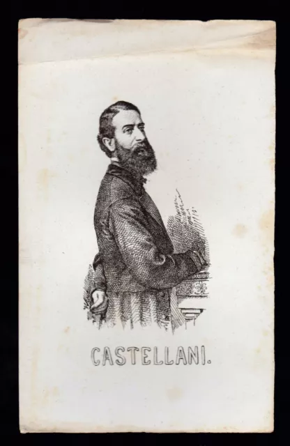 Castellani Incisione Xilografia '800 Uomo Politico Deputato Regno D' Italia