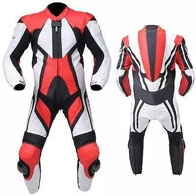 Mens A Grade Leather Motorcycle 1PC Suit Motorbike Rider Racing Armour Sports AB