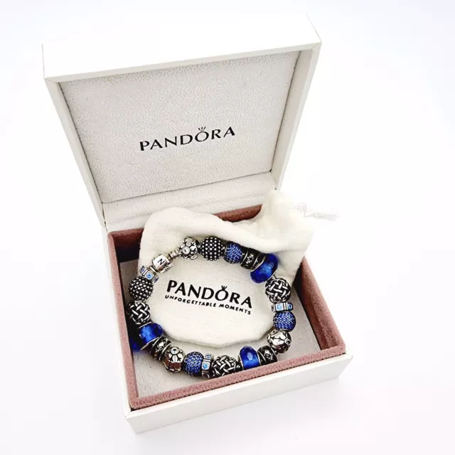 Stunning Pandora Bracelet & Charms Gold Accent 23cm Box & Bag Genuine  Valentine | eBay