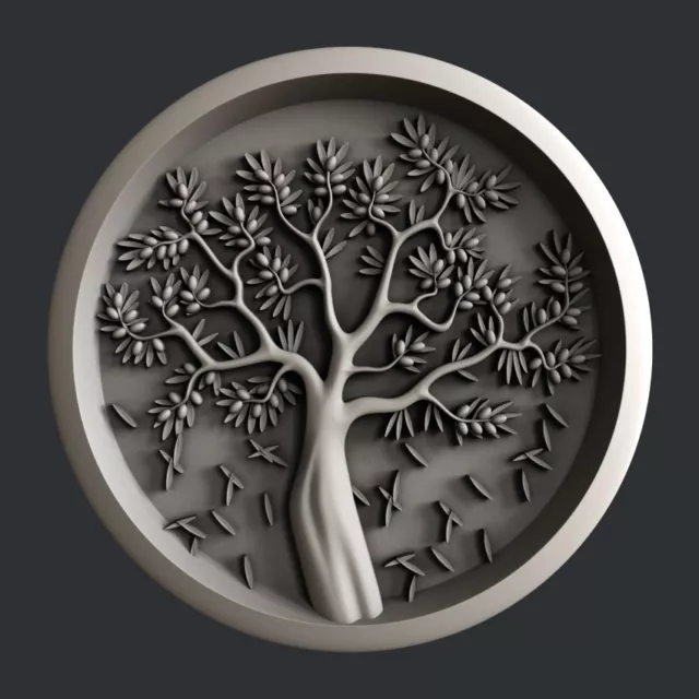 3d STL models for CNC, Artcam, Aspire, relief tree olive