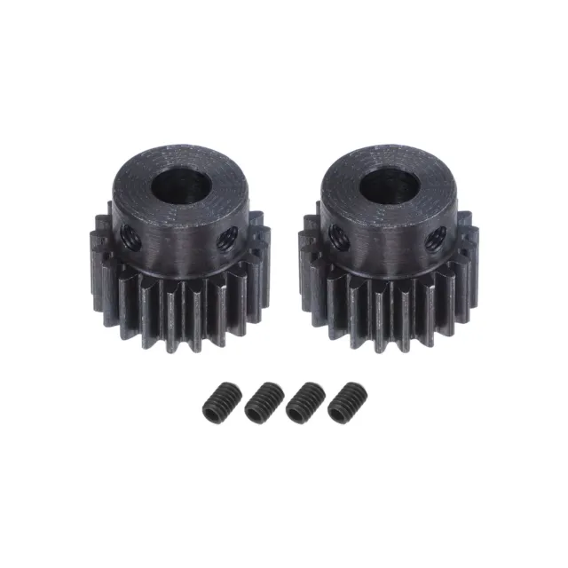 1Mod 21T Pinion Gear 6mm Bore 45# Steel Motor Rack Spur Gear with Step, 2 Set