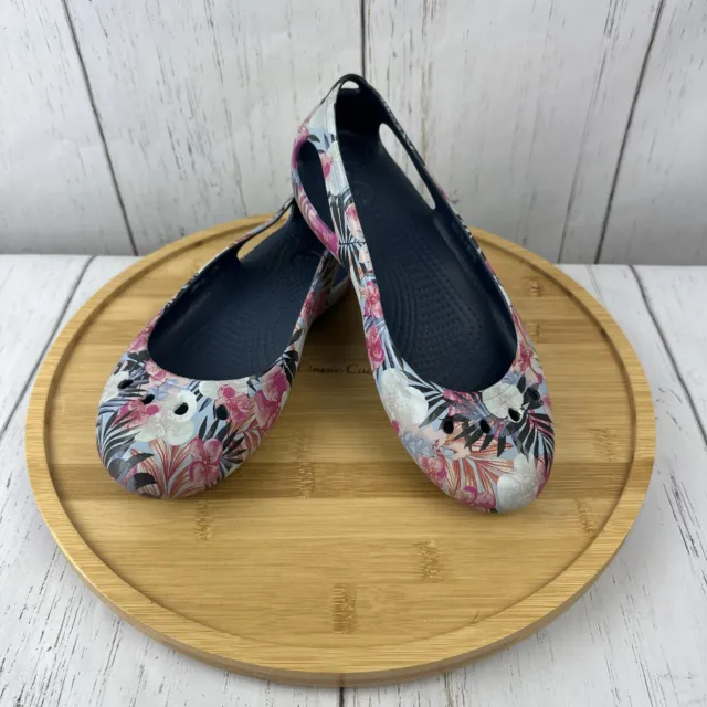 Floral Crocs Slingback Ballet Flat Comfort Shoes Women's Size 7