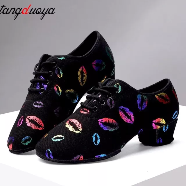 High Heel Dance Shoes Sneakers Women Ballroom Latin Dance Shoes Close Toe