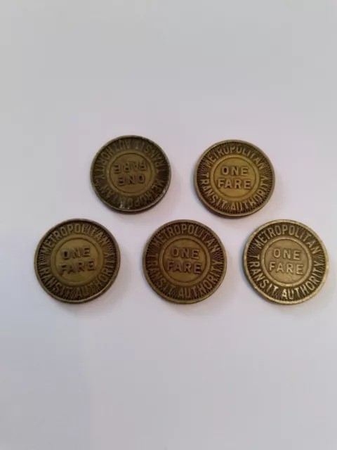 Vintage Boston Massachusetts Metropolitan Transit Authority Token Coin -lot of 5