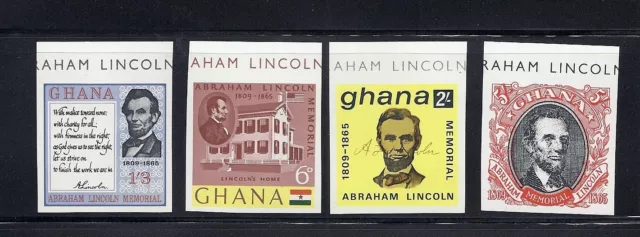 Ghana 1965 Abraham Lincoln (ABE) Marginal Imperfs VF MNH