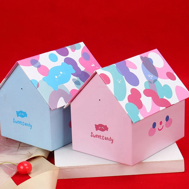 1 pz confezione regalo in cartone cartone cartone animato house shaped squisite multifunzione candy bi