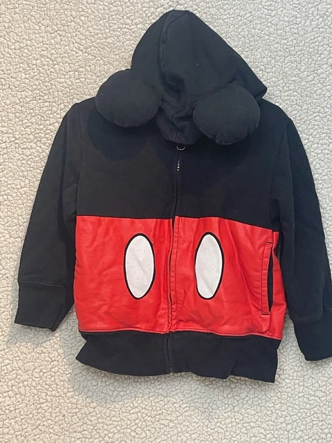 Disney Boys Mickey Mouse Full Zip Hoodie Sweatshirt Multicolor Ears 3T