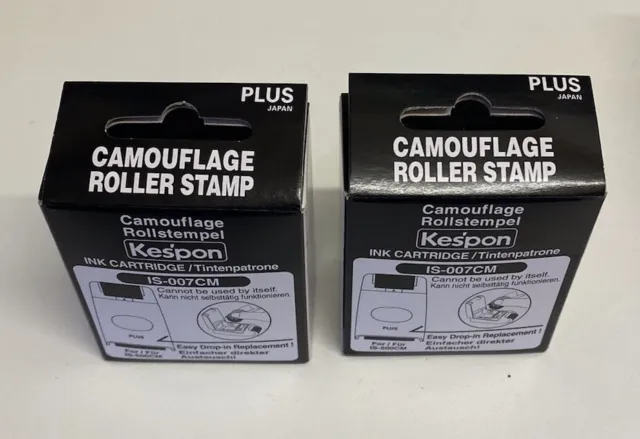2 x PLUS Japan Guard-Your-ID Camouflage Roller Stamp Refill Cartridge