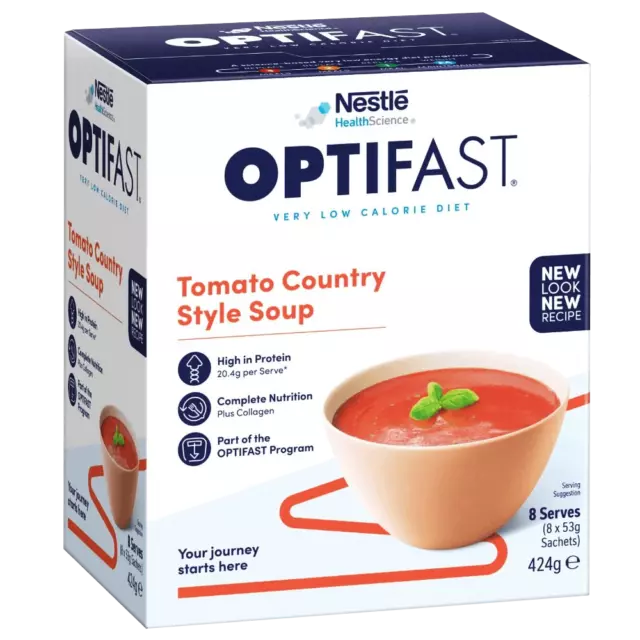 OPTIFAST VLCD 8 x 53g Sachets - Tomato Country Style Soup Meal Replacement