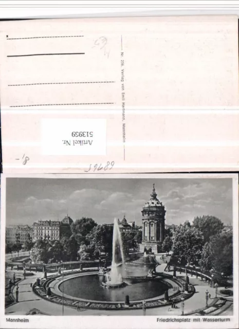 513969,Mannheim Friedrichsplatz m. Wasserturm Turm