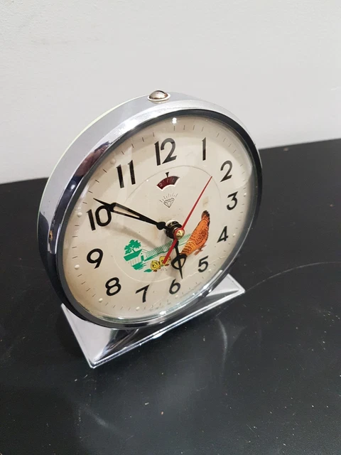 Orologio Sveglia Da Tavolo SHANGHAI CHINA DIAMOND GALLINA Animata Vintage