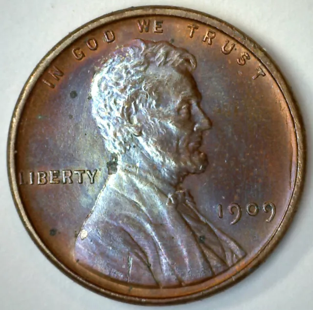 1909 VDB Lincoln Wheat Cent 1c US Type Penny Coin Uncirculated Beautiful Toning