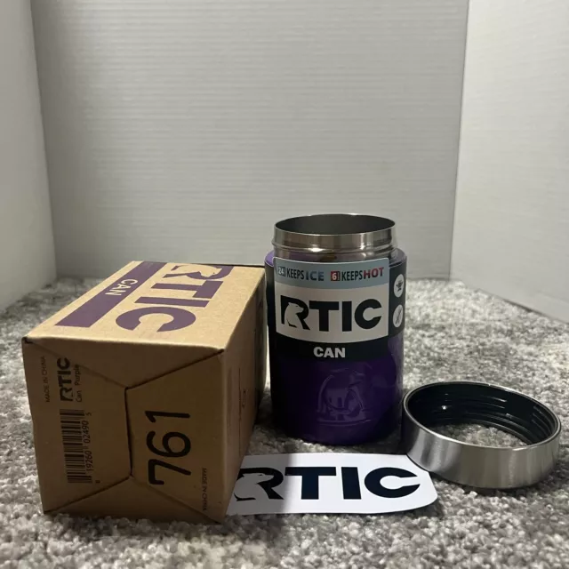 RTIC Can Cooler 12oz Koozie Vacuum Insulated Stainless Steel Purple