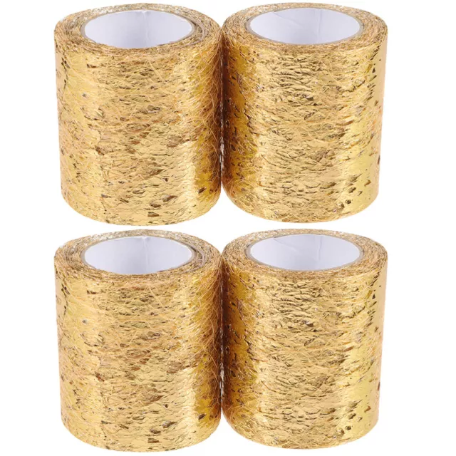 4 Rolls Netzband Tüllband Hochzeitsgirlande Kranz Metall Goldenes