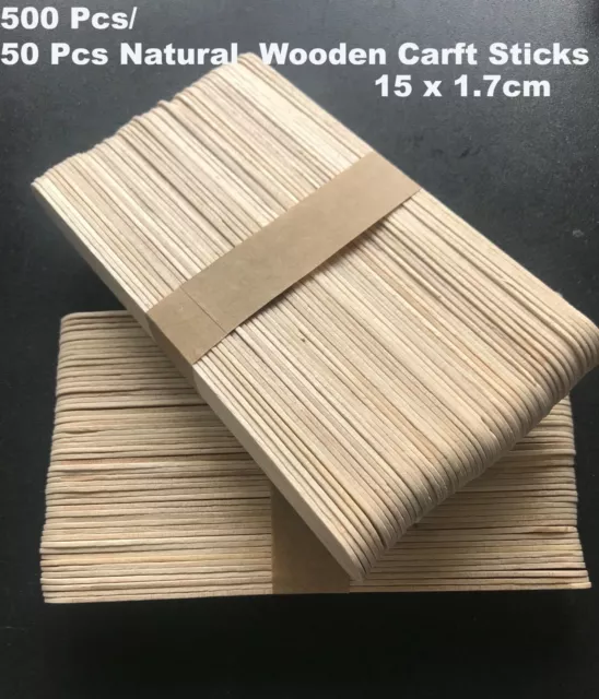 500/  50 Pcs Jumbo Natural Wooden Craft Sticks Paddle Pop Sticks 15cm x 1.7cm
