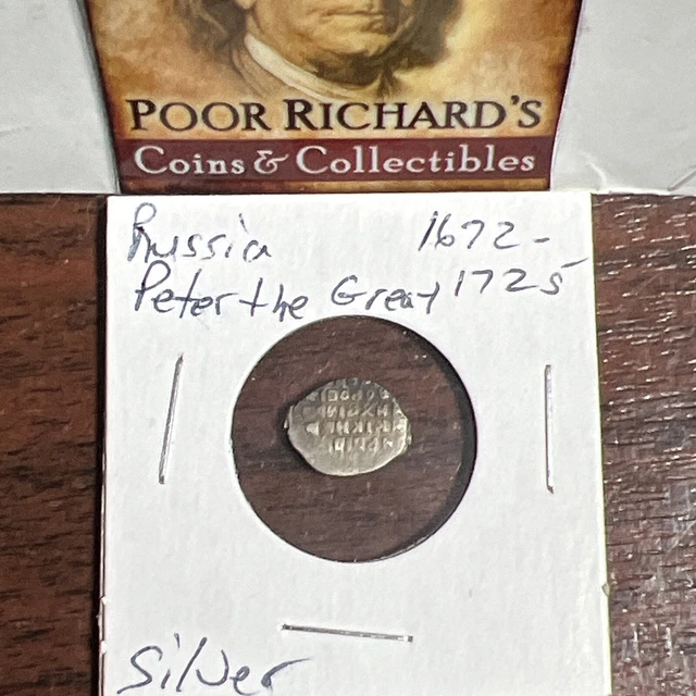 Russia; Peter The Great (1672-1725) Silver Coin. Wire Money. As Pictured. M264