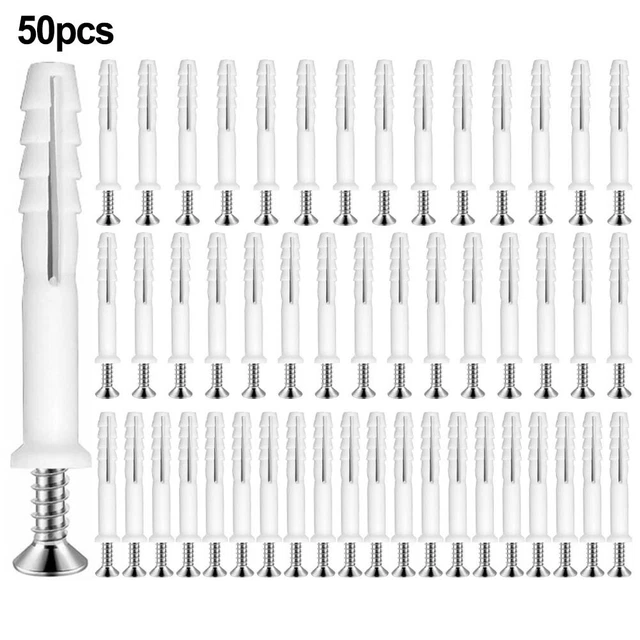 50 piezas Tubo de expansión de plástico Tubo de expansión Anclajes de pared Tapones de perforación