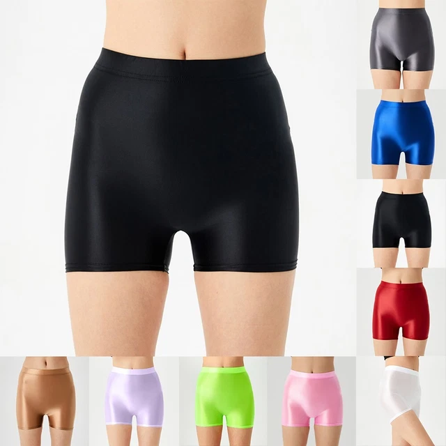 Gli appassionati di palestra e yoga danno un'occhiata a questi pantaloncini ad olio a vita alta lucidi!