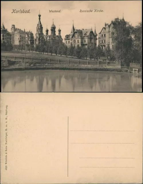 Postcard Karlsbad Karlovy Vary Westend - Russiche Kirche 1922