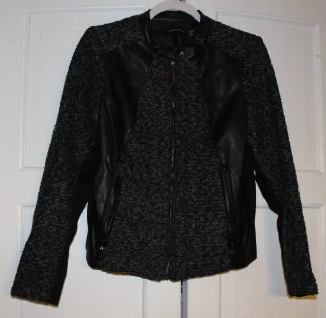 Ivanka Trump Women's Black Faux Leather & Knit Jacket Size 10