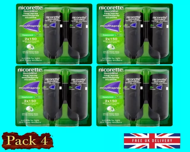 Nicorette QuickMist 1mg Mouthspray Freshmint 2 x150 Spray Exp 2025 PACK 4