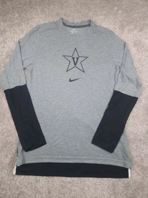 Vanderbilt Commodores Nike Shirt Mens Large Grey On Field Dri Fit Long Sleeve