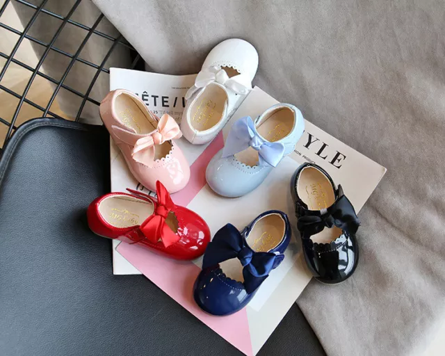 Bambini Neonati Bambine Fiocco A Nastro Spagnolo Festa Di Matrimonio Brevettato Scarpe Bambino 3
