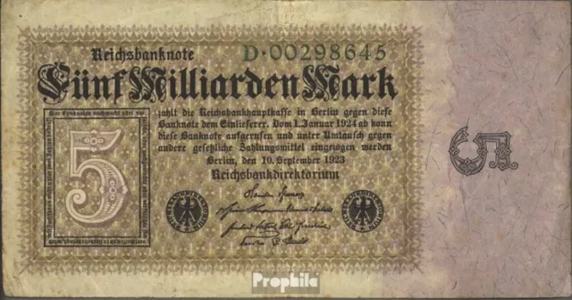 Banknoten Deutsches Reich 1923 Rosenbg: 112a, Reichsdruckerei Wasserzeichen Eich