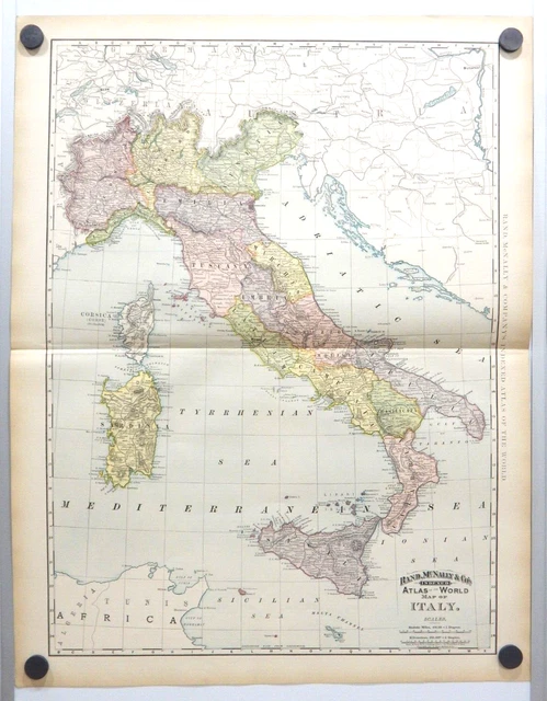 Antique Map Italy by Rand McNally & Co. copyright 1891