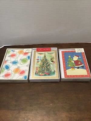 Seasons From Hallmark Christmas Cards Lot Of 3 Boxes Santa Tree Lights