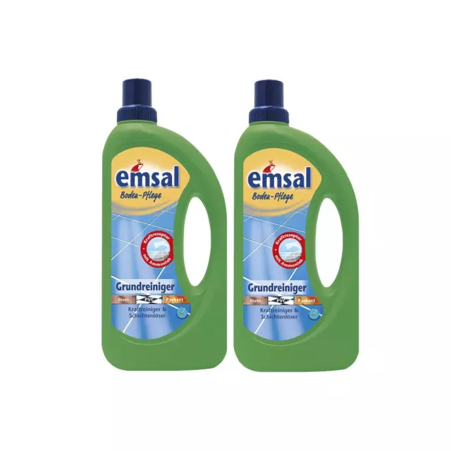 2x emsal Boden-Pflege Grundreiniger 1 Liter Kraftreiniger & Schichtenlöser