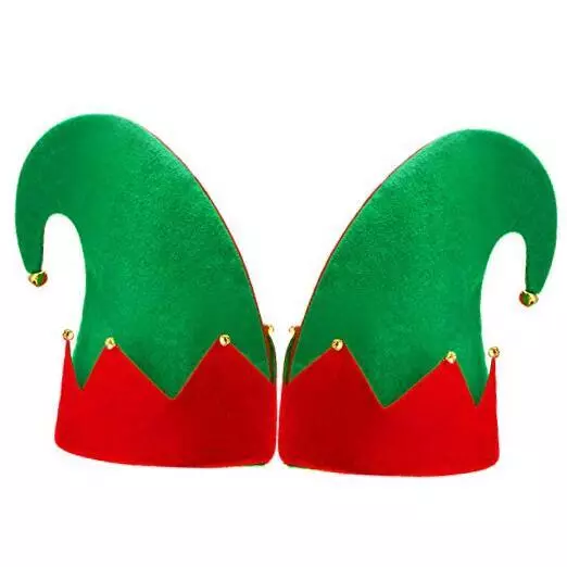 2 Packs Christmas Elf Felt Hat Santa Elf Hats Jingle Bells Xmas for Kids