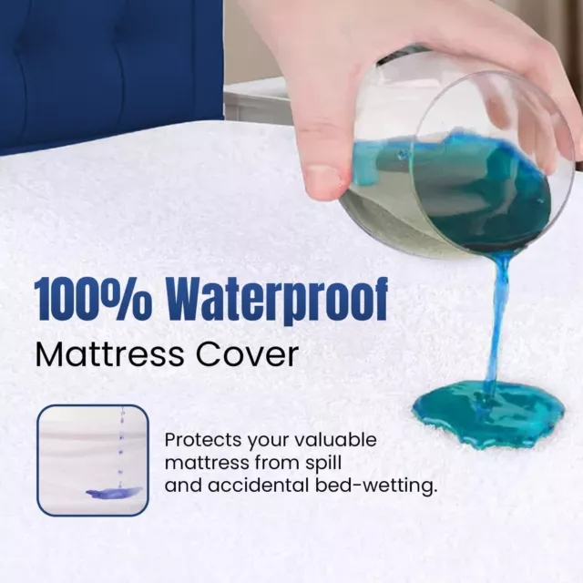 New Waterproof Terry Towel Mattress Protector Fitted Sheet Bed Cover All Sizes