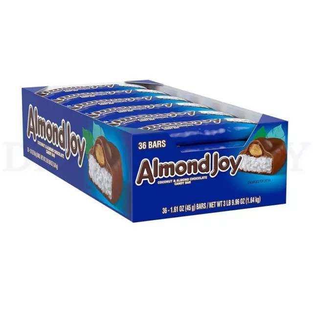 36 Count - ALMOND JOY Coconut and Almond Chocolate Candy Bars 1.61 oz