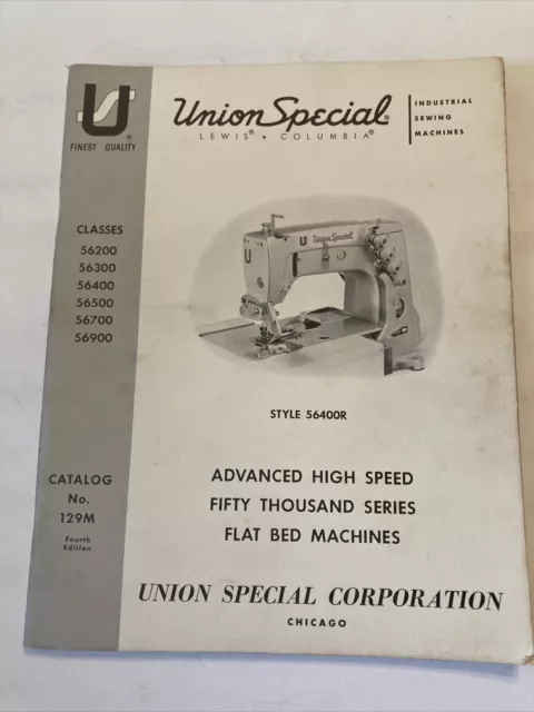 Catálogo de máquinas de coser Union Special clase 56400 máquinas de cama plana manual 1975