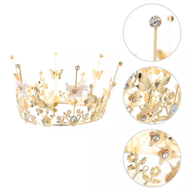 2 Pcs Cake Crown Ornaments Tiara Toppers for Kids Birthday