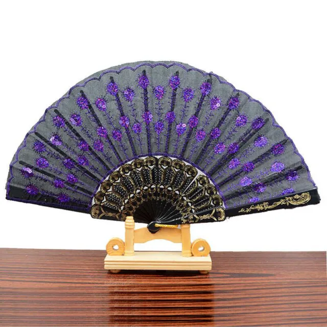 Spanish Lace Silk Folding Hand Held Dance Fan Flower Pattern for Party Wedding 2